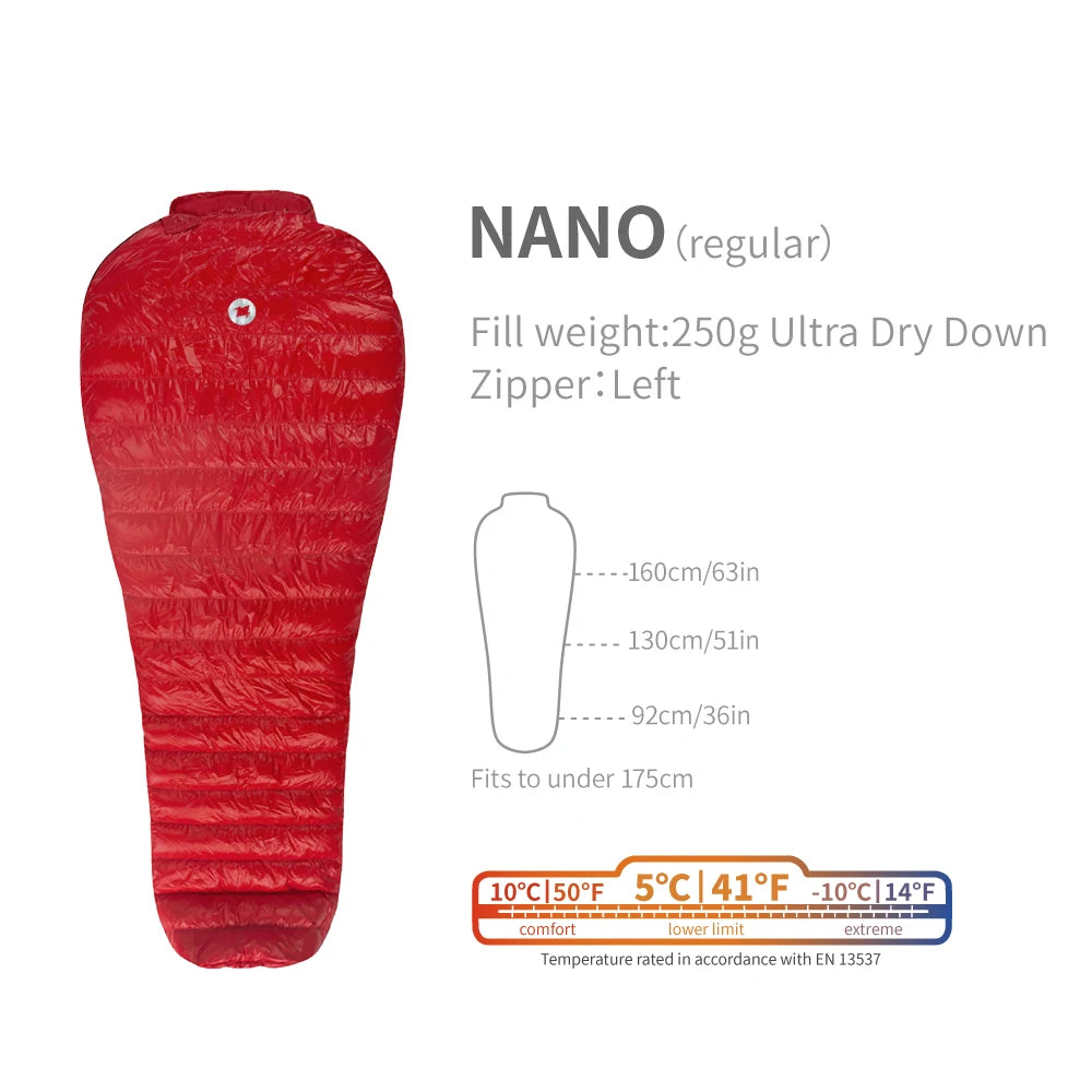 AEGISMAX LETO & NANO 700FP Ultra Dry Goose Down Sleeping Bag Ultralight Down Sleeping Bag for Camping and Hiking