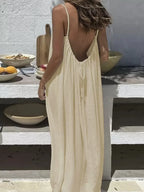 2026 Loose-Fit Spaghetti Strap Dress Women's Casual Homewear Summer Dress Solid-Color Vacation Cool Homewear