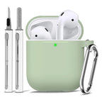 Silicone Cases With Hook For Airpods1/2 Protective Shockproof Wireless Earphone Cover For Airpod 2 1 Box Bags With Cleaner Kit