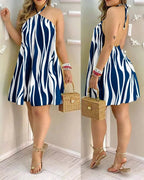 Floral Print Halter Neck Dress Boho Backless Halter Dress For Spring  Summer Women's Clothing