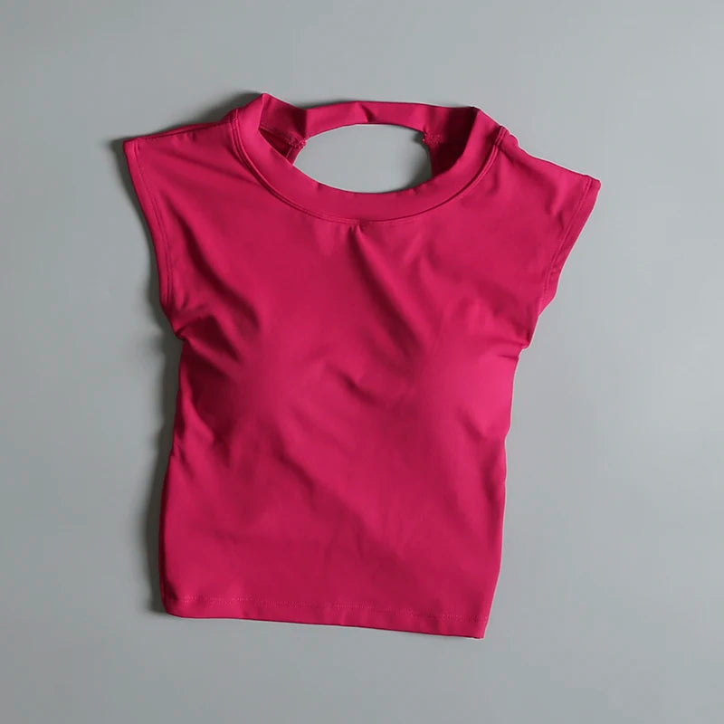 Sexy Backless Sports Vest Women Fixed Chest Pad Tight Quick-Drying Slim Fit Yoga Top Breathable Fitness Shirt