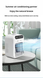 Mini USB Desk Fan Portable Quiet Cool Air Conditioner for Bedroom Home Use with Humidifying Spray Function Tabletop Fan