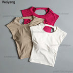 Sexy Backless Sports Vest Women Fixed Chest Pad Tight Quick-Drying Slim Fit Yoga Top Breathable Fitness Shirt
