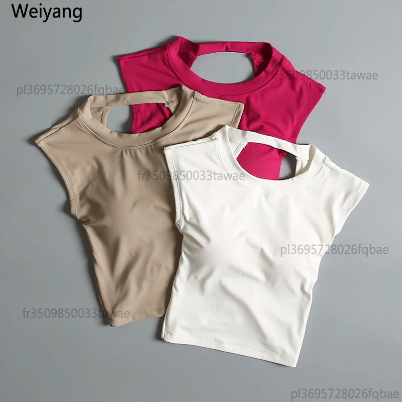 Sexy Backless Sports Vest Women Fixed Chest Pad Tight Quick-Drying Slim Fit Yoga Top Breathable Fitness Shirt