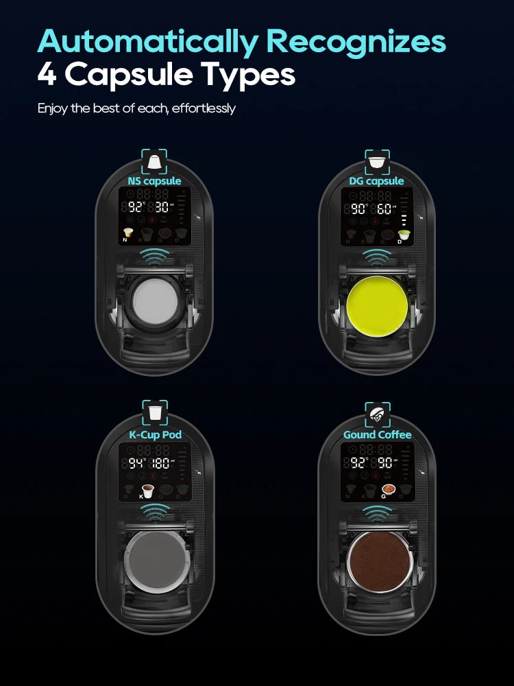 HiBREW 6 in 1 Multiple Capsule Coffee Machine Hot/Cold DG Nes Capsule ESE Pod Tea Basket Ground Coffee Cafeteria 20Bar H6