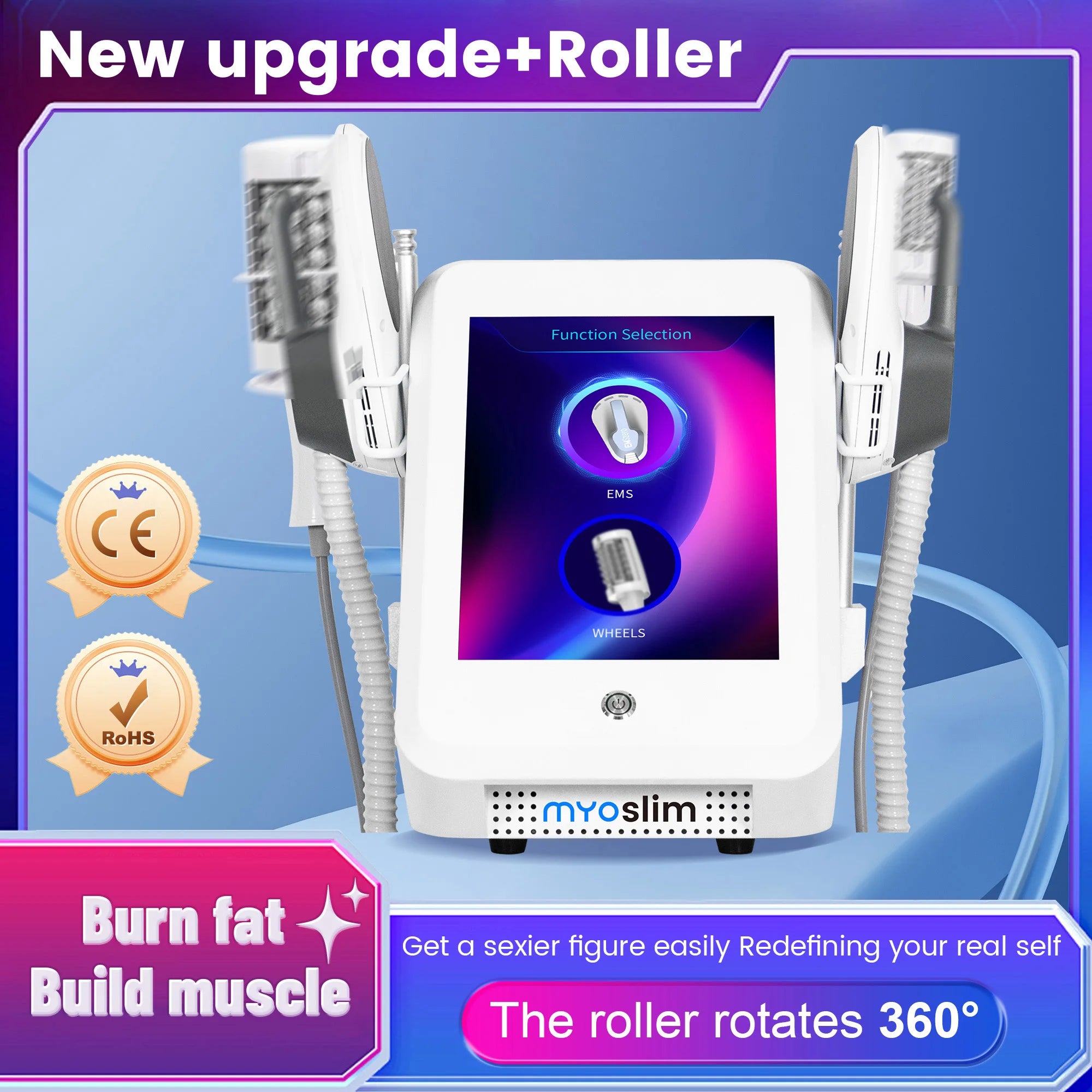 New Myoslim Desktop RF Body Shaping Machine Pro Roller Massage Magnetic Slimming EMS Fat Reduction Weight Loss White Equipment Main image