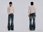 Y2K Black Washed Embroidered High-waisted Oversized Jeans Men European and American Retro Classic Loose Wide-leg Straight Pants