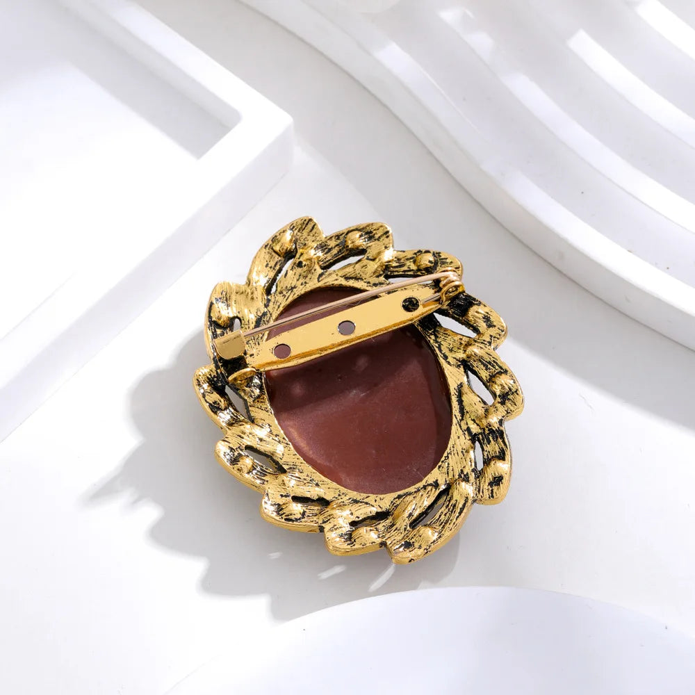 Vintage Victorian Design Queen's Cameo Brooch Pin, Antique Wedding Beauty Jewelry Gift, Elegant Style