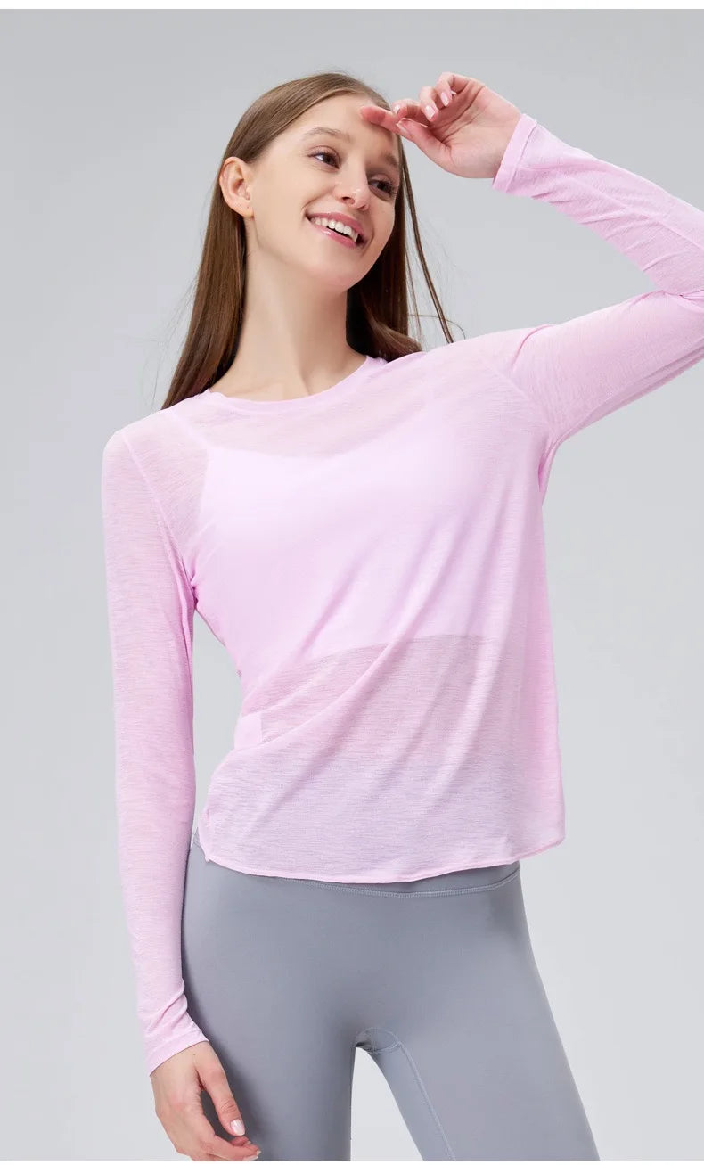 Yoga Suit Women's Long-sleeved Shirts Beautiful Back Sports Suit Tops Slim Loose Blouse Pilates Fitness Gym Suit Running Clothes