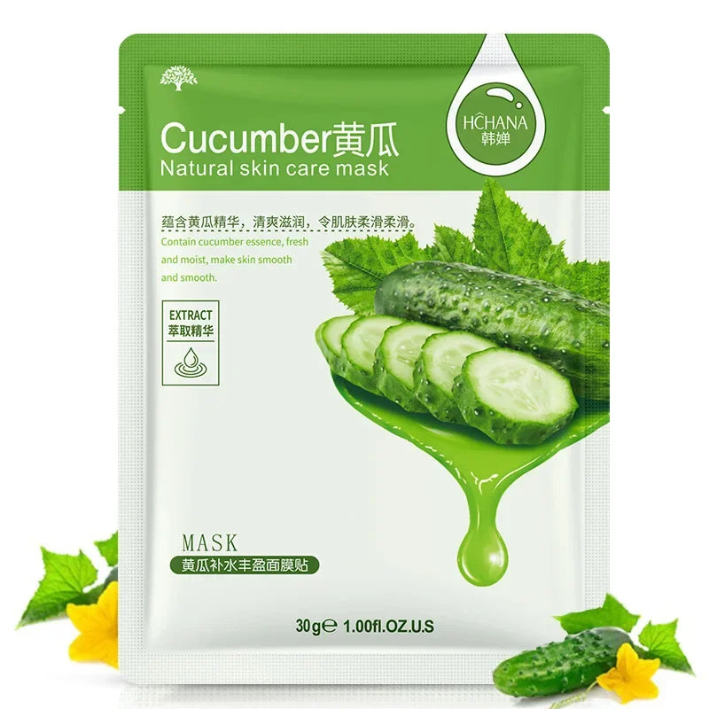 20pcs Natural Plant Facial Mask Moisturizing Oil Control Anti-Aging Fruit Aloe Korean Sheet Face Mask Beauty Skin Care Prodcuts
