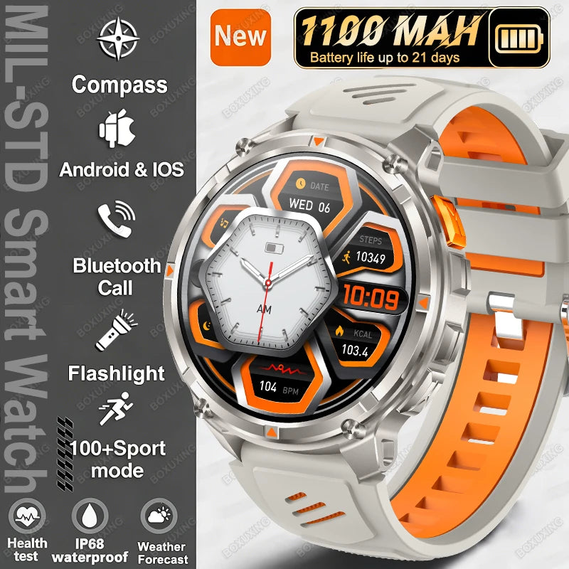 2026 New T-Rex 3 Ultra 1100mAh Smart Watch 5ATM Waterproof Outdoor Sports GPS Track Heart Rate Compass Bluetooth Call Smartwatch