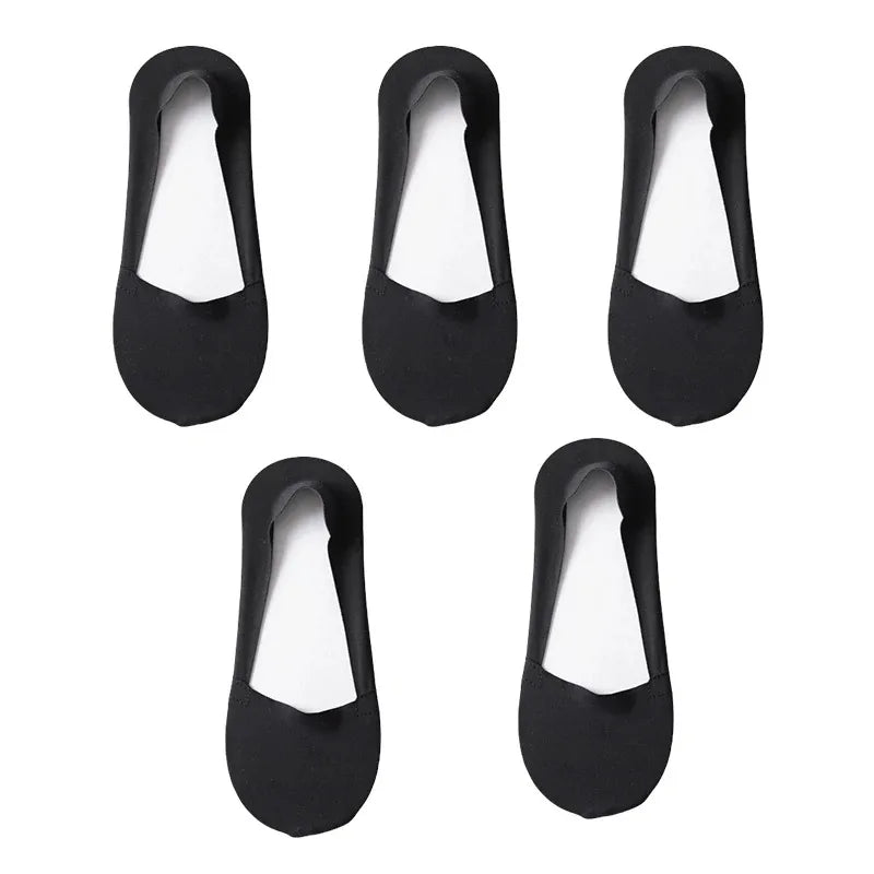 5Pairs Women Socks Breathable Invisible Silicone Non-slip Solid Color Boat Sock Comfortable High Quality No-Show Sox Ultra-thin