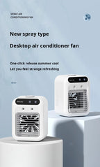Mini USB Desk Fan Portable Quiet Cool Air Conditioner for Bedroom Home Use with Humidifying Spray Function Tabletop Fan