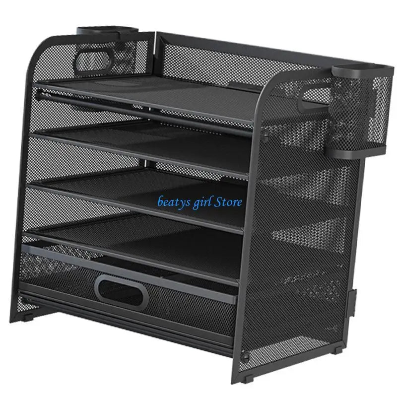 C7AB Multifunction File Letter Tray Organizers with Sliding Drawer and 2 Pen Holder, Space Saving Office Desk Organizers