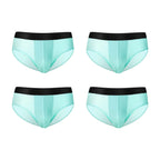 4pcs LORIEN CREST ice silk Men's underwear seamless ultra-thin double-layer crotch breathable men's briefs mid-waist sexy&light