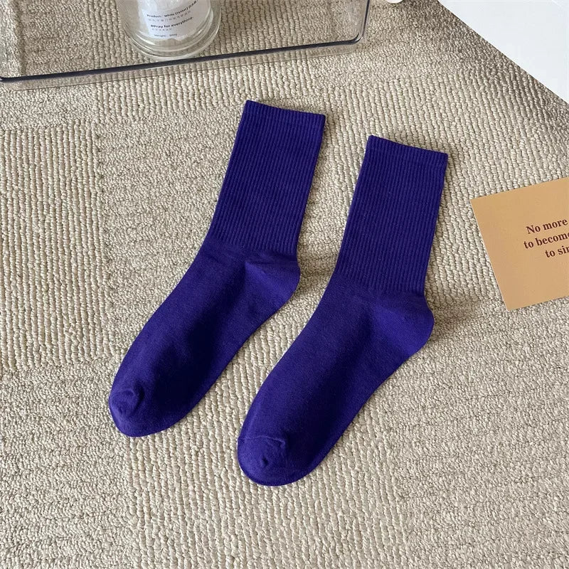 33 Colors Summer Cotton Soft Socks Happy Colorful Women's Mid-tube Stocking Fashion Trend Red Green Ankle Sox Autumn Hosiery