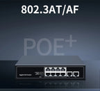 HORACO 8 Port 1000Mbps POE Switch 2 Gigabit Uplink 1000BASE-T RJ45 Networking Switcher 96W Hub Internet Splitter Plug and Play