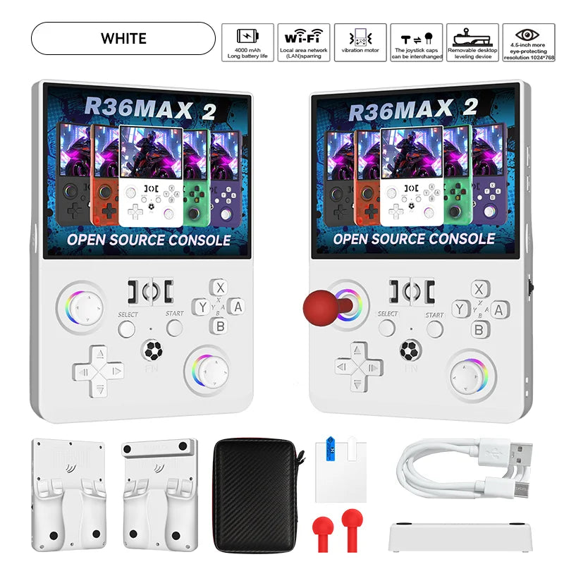 2026 Upgraded R36MAX2 Retro Handheld Game Console  4.5 Inch HD Screen 1024*768 Open Souce  Portable Pocket Video Game Player