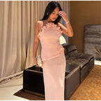 3D Prited Ruffle Women's Maxi Dress Halter Neck Trim Sleeveless Formal Evening Dresses 2026 Summer Wedding Guest Woman Vestidos