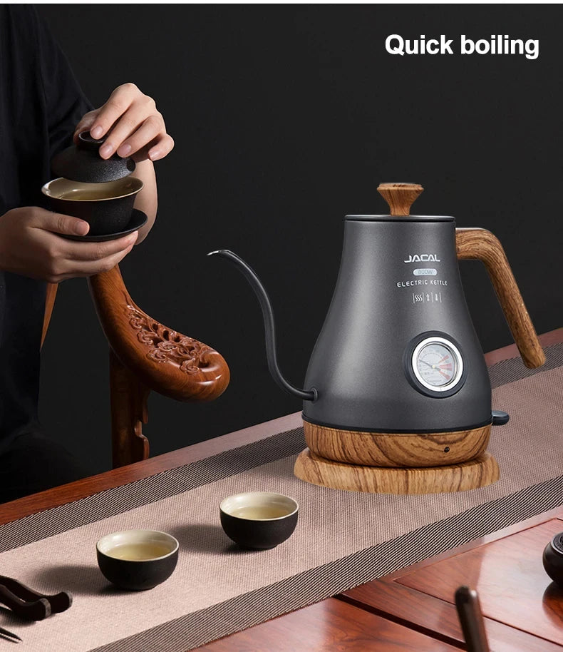 800W Electric Kettle Long Spout Coffee Kettle Tea Pot Hand Brewing Coffee Pot Tea Maker with Temperature Controller 1L