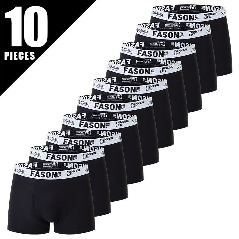 4/10 Piece Men's And Teenagers' Four Season Black Basic Versatile Elastic Waisted Underwear Boxer Shorts Plus Size Sport Shorts Main image