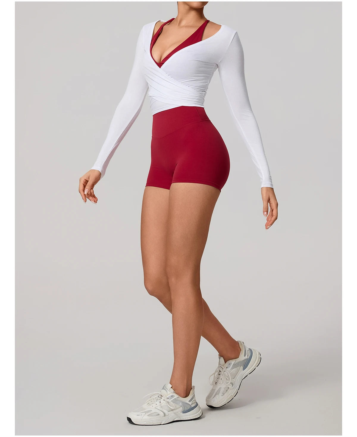 New Summer Women's Yoga Long Sleeve One Piece Strap Yoga Clothing Female Training Premium Ballet Wrap TopsWoman Gym Sports Top