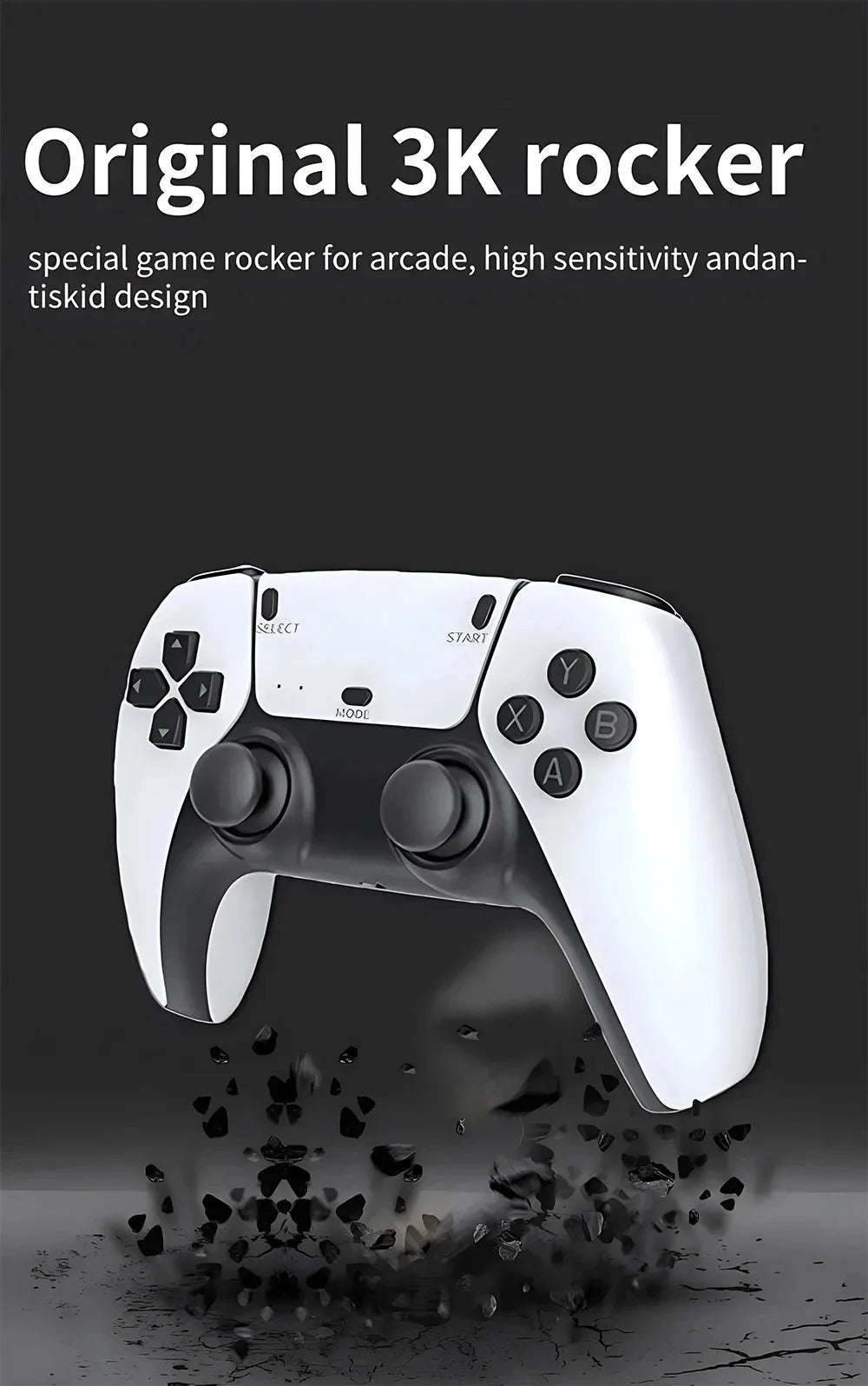 4K 64G Retro Game Console: M15 Game Stick with 40000+ Classic Arcade Games, Dual Wireless Controllers 2-Player TV System