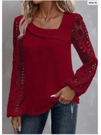 Fashion White Lace Blouse Women 2023 Casual New Arrivals Shirts And Blouses Elegant Female Loose Long Sleeve Tops