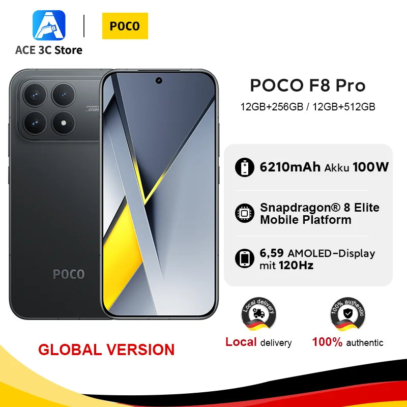 Global Version POCO F8 Pro Snapdragon 8 Elite Processor Smartphone 6.59" 120Hz HyperRGB Display 6210mAh Battery 100W HyperCharge Main image
