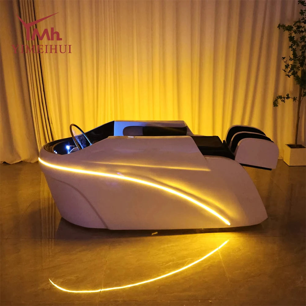 Salon Head Spa Synthetic Leather Head Therapy Beds Automatic Massage Shampoo Bed Comfortable Ergonomic Design High Density Spong Main image