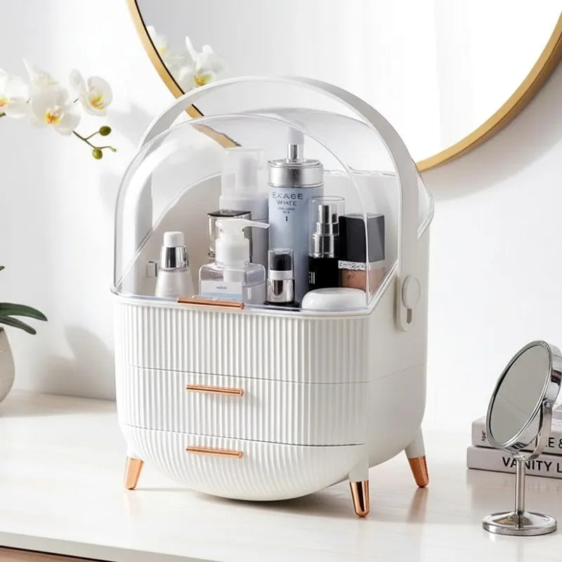 Make Up Organiser Bathroom Large Cosmetic Vanity Case Box 2 Drawers Skincare Storage Home Skin Care Make Up Storage Drawer Main image