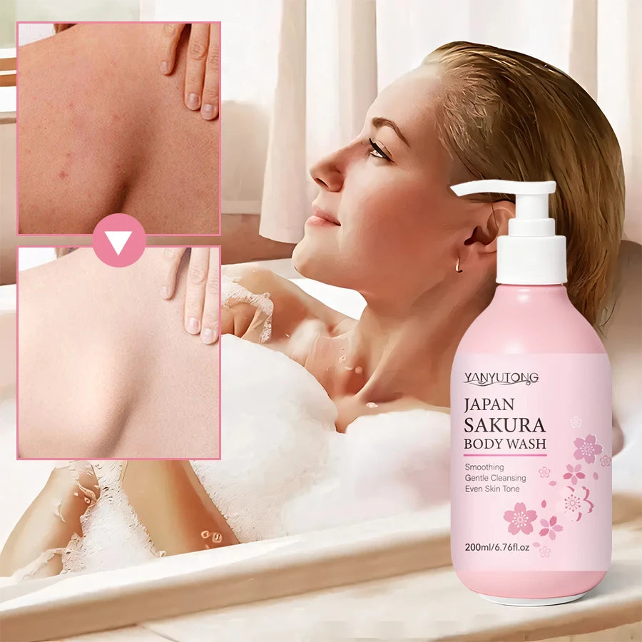 Sakura Shower Gel Long Moisturizing Smooth Long Lasting Fragrance Gentle Foam Body Cleansing Bath Product 200ml