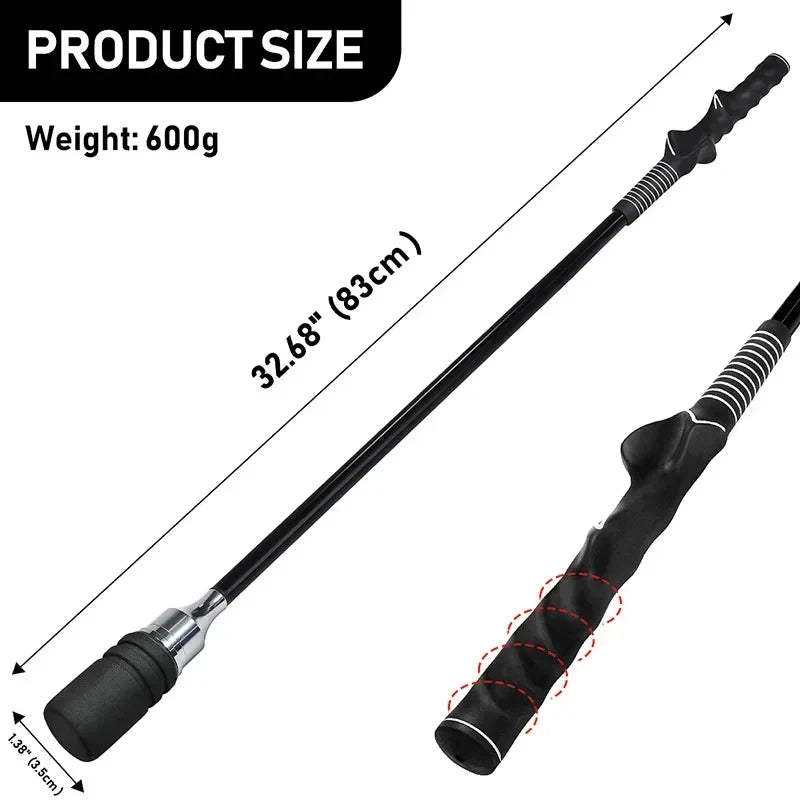 MO EYES Golf Swing Trainer Black Indoor and Outdoor Practice Stick Hand Grip HGB031