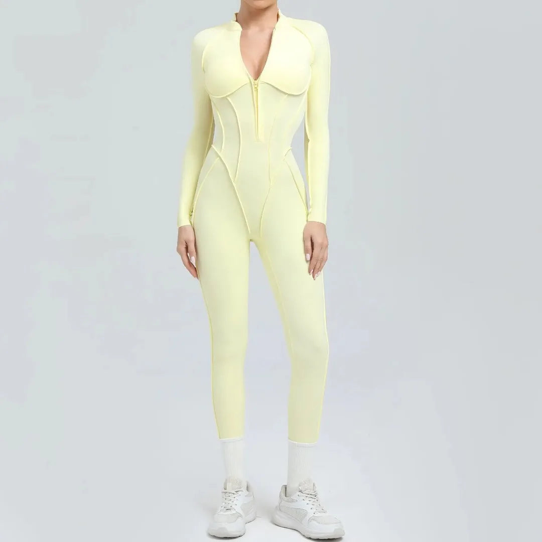 Women's Yoga Jumpsuit Hip Lift Sports Fitness Removable Padding Backless Zipper Leggings One-Piece Running Workout Gym Jumpsuit