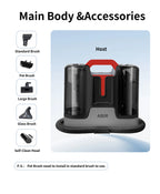 Handheld Carpet Cleaner ABIR G80,150000PA Wet Dry Vacuum Cleaner for Home Sofa Window Car Pet Upholstery Spot Farbric Cleaner