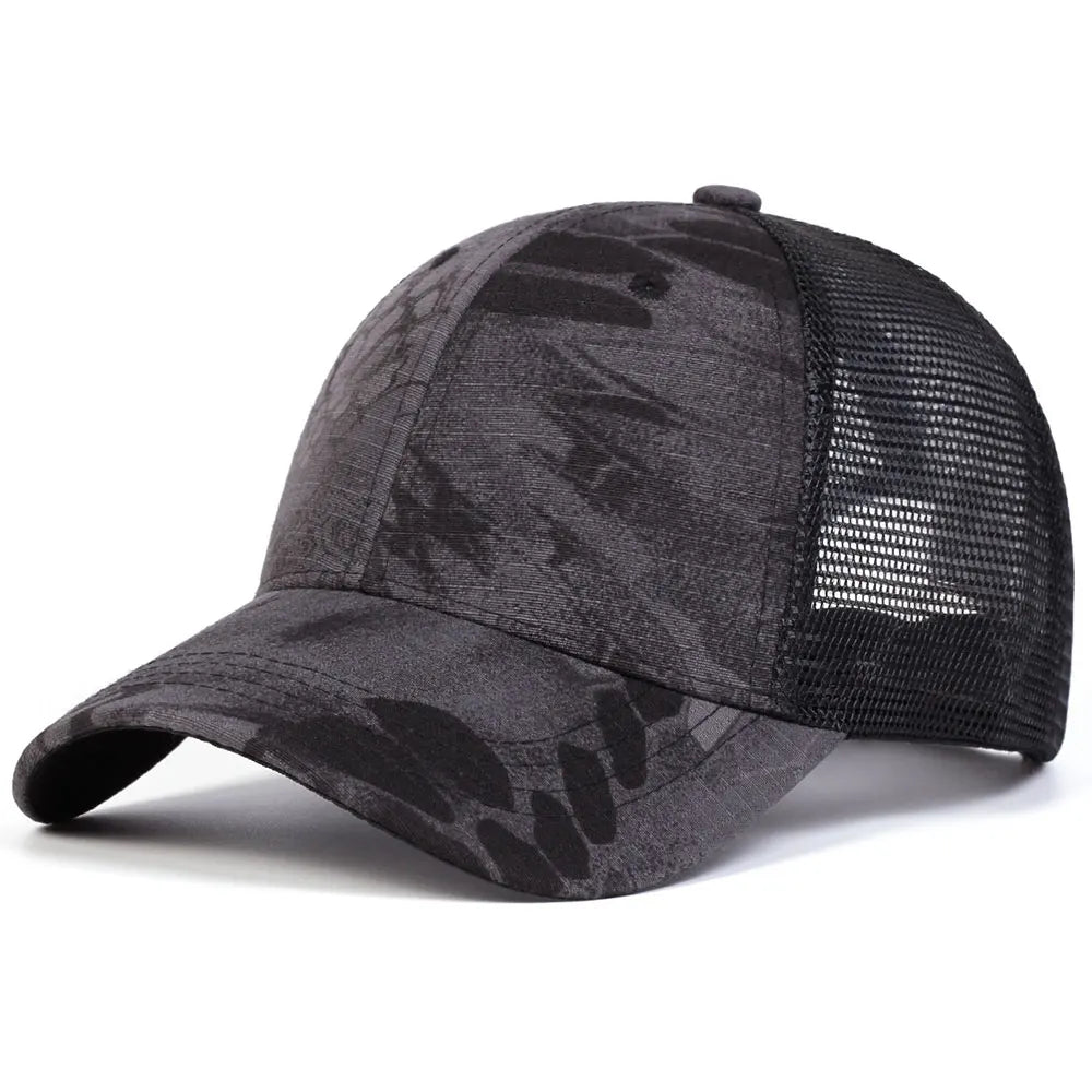 Outdoor Baseball Caps Adjustable Snapback Hat Breathable Mesh Sunscreen Hat Sports Hunting Hiking Camping Anti-UV Baseball Caps