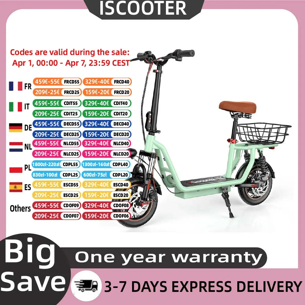 ISCOOTER i12 Adult Electric Scooter 500W Motor E- Scooter 36V7.5AH Battery Electric Scooter 12 Inch Road Tire Electric Scooter Main image