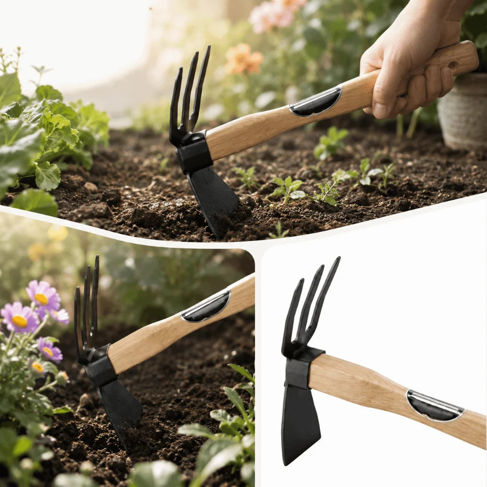 Robust Hardwood Handle Small Hand Hoe High-Strength Metal Head Lightweight Design Multi-functional Garden Tool Main image