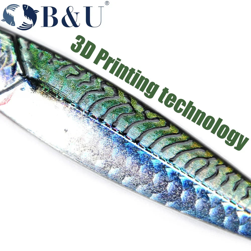 B&U Rattle Jig Sea Fishing Lures Metal Jig 40g 60g 80g Long Casting Lure Spinning Artificial Bait with Hook Spoon Fishing Tackle