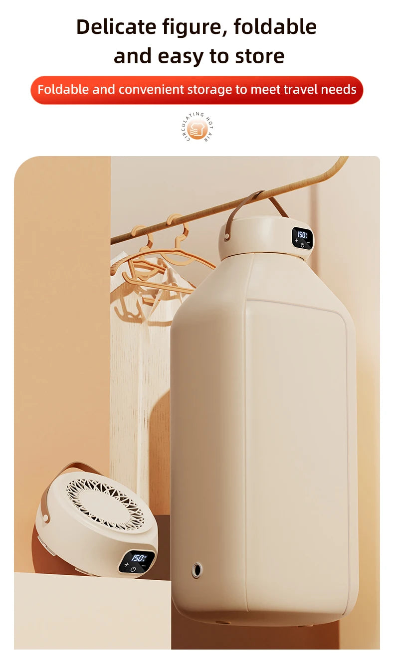 Portable Electric Dryer Multifunctional Dryer Foldable Timed Fast Drying Low-noise Warm Air Heating Clothing Care Mini Dryer