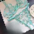 European Women Alluring Sheer Lace Embroidery Underwire Bra, Big Bust Support Minimize Anti‑Sagging Soft Lingerie S‑XL  Bra Set