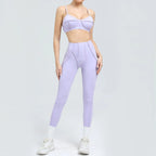 Seamless Yoga Sets Sports Fitness High Waist Hip-lifting Shapeing Trousers Backless Bra Suit Workout Gym Leggings Sets for Women