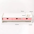 Pink White Student Storage Rack Heart Drawers Monitor Laptop Increase Shelf Office Screen Riser Holder Stationery Pen Storage