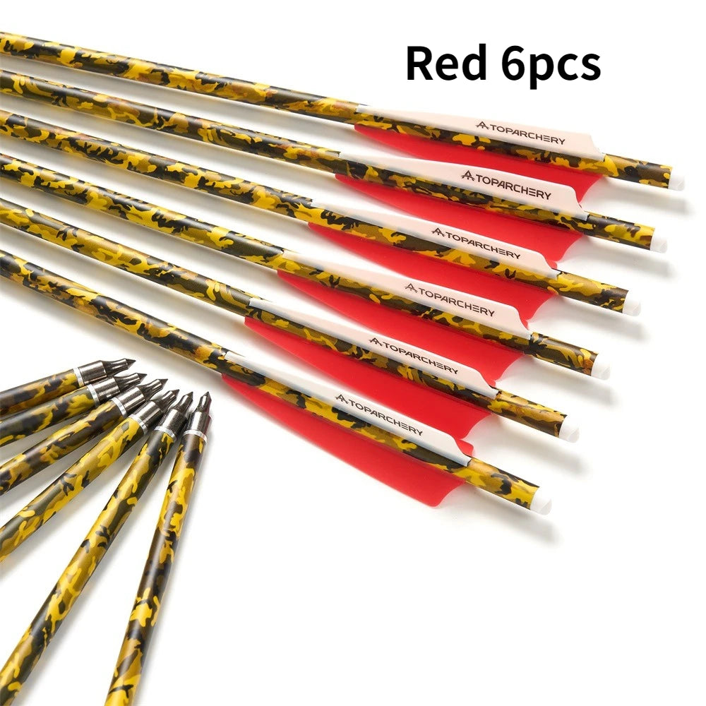 6/12/24pcs 20'' Archery Crossbow Bolt Carbon Arrow with 4-inch Feather ID7.6mm  Outdoor Hunting Sports Practice Crossbow Arrows