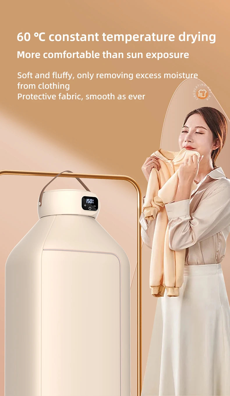 Portable Electric Dryer Multifunctional Dryer Foldable Timed Fast Drying Low-noise Warm Air Heating Clothing Care Mini Dryer