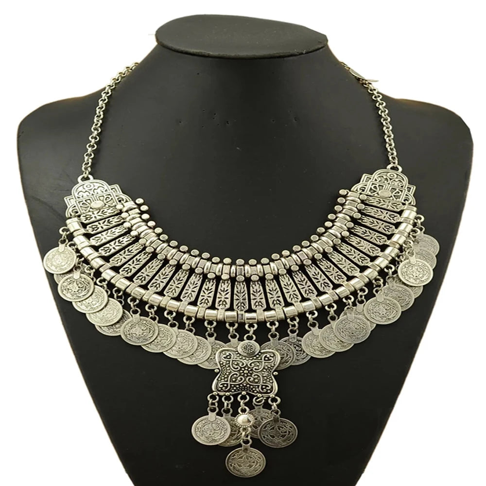 Multi-style Vintage Coin Choker Necklace for Women Boho Afghan Ethnic Gypsy Native Tribal Dress Turkish Pakistan Indian Jewelry