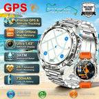 GPS Sports Smartwatch Men Women Swim Waterproof Fitness Tracker 2GB Memory Offline Maps  SpO2 Rugged Outdoor Smartwatch for Men