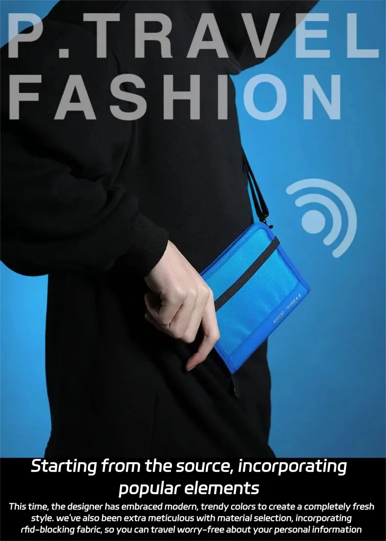 RFID Travel Wallet Passport Holder Credit Card Organizer Zipper Pouch Document Organizer Anti Theft Travel Accessories