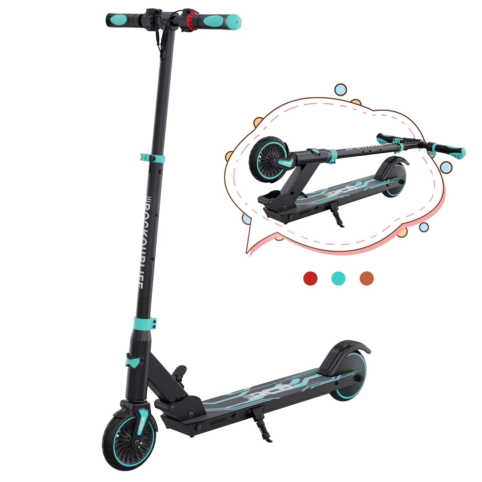 RCB R15 electric Scoot for children 8-16 years old, for children, for 8 kg, foldable, Double brake system, Max 16KM range