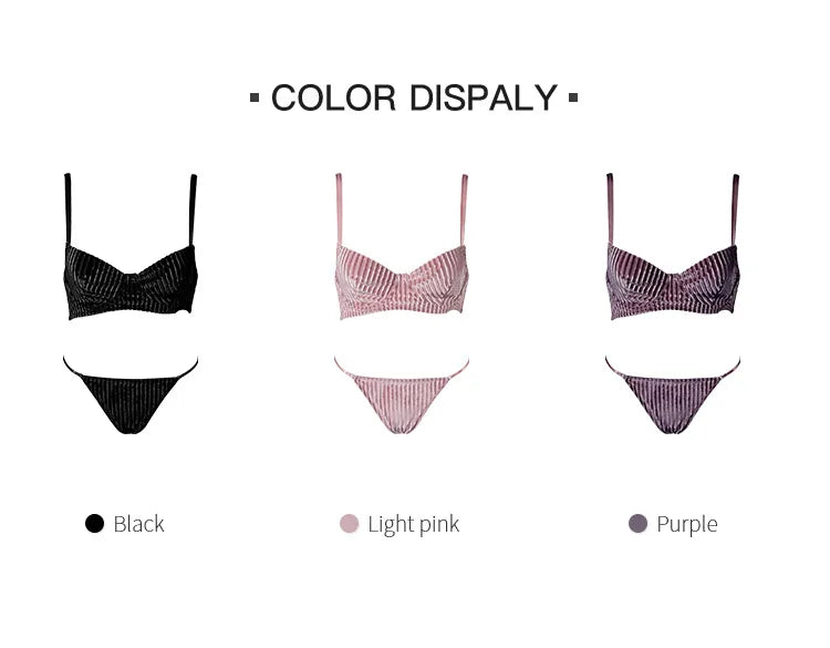 Hot Sale V-shape Underwire Ribbed Women Bra and Briefs Set Polyamide Women Underwear Sets Push-up Bra and Thongs Set